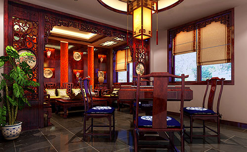 雁峰古典中式风格茶楼包间设计装修效果图