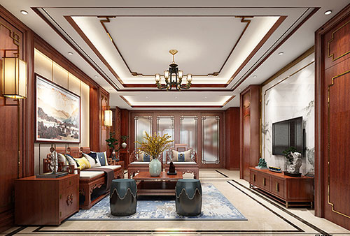 雁峰小清新格调的现代简约别墅中式设计装修效果图