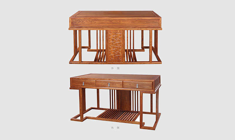 雁峰 别墅中式家居书房装修实木书桌效果图